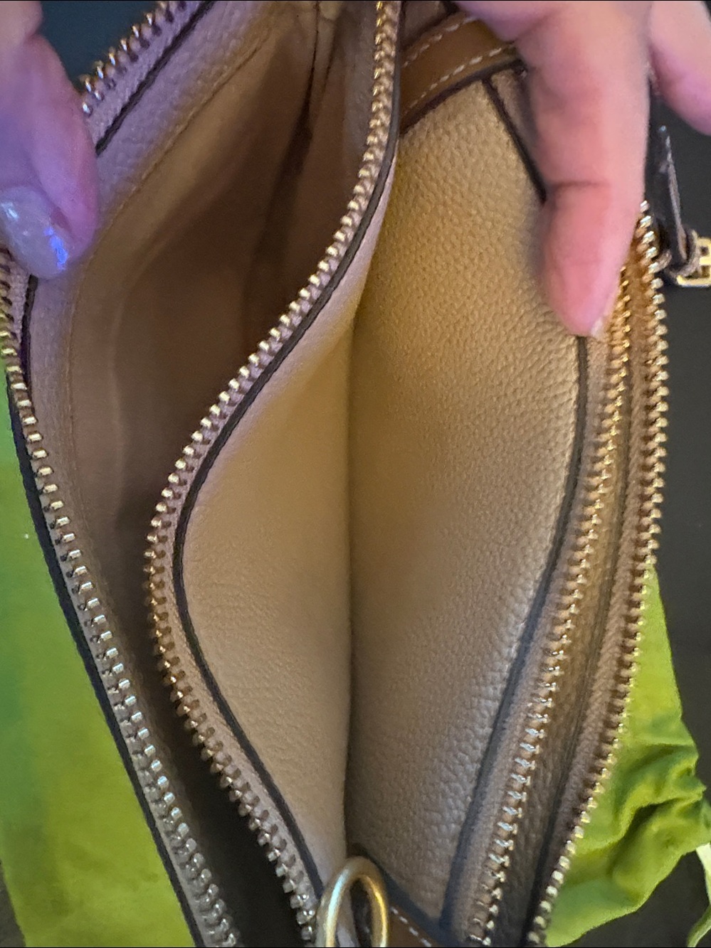 Tory Burch Blush Pink /beige Leather Crossbody with Brown Strap - Picture 7 of 9